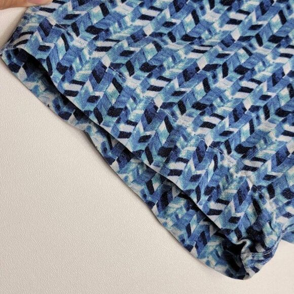 Tasso Elba Men's Silk Rayon Short Sleeve Button-Down Shirt XXL Blue Pattern - Picture 6 of 8